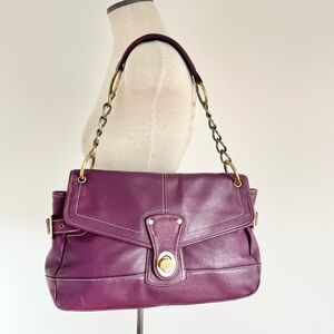 Soprano Magenta Purple Leather Shoulder Bag Y2K purse tote satchel chic handbag